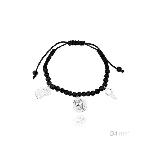 159186 Pulsera de Plata de Ley y macramé