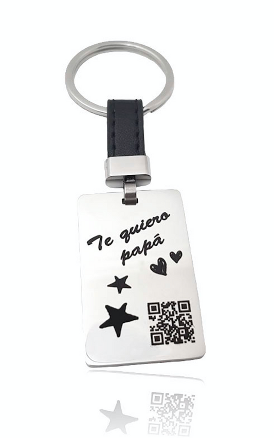 Llavero placa acero inoxidable QR