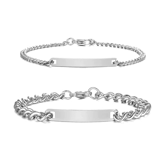Conjunto de pulseras grabadas para parejas